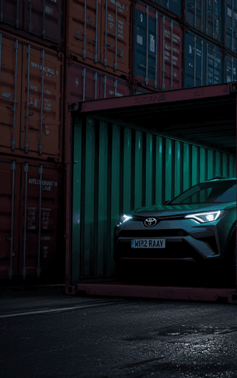 Canva AI image Toyota RAV4 in container with Police 1 706 x 530 website